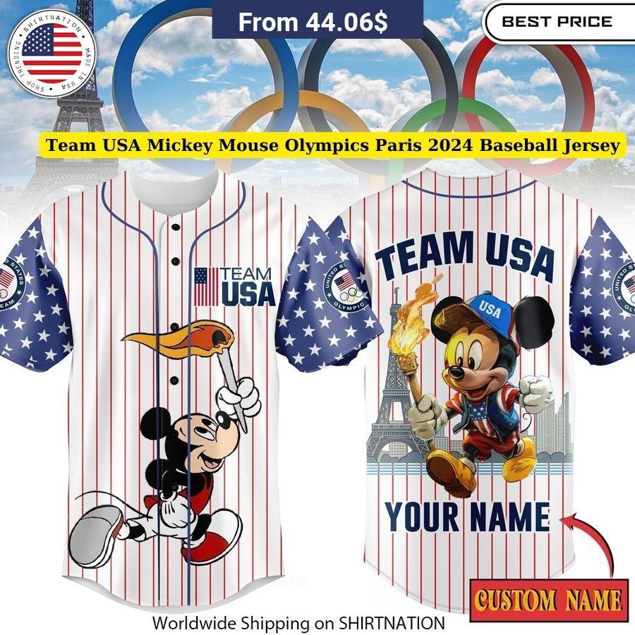 Fashionable Team USA Mickey Mouse Olympics Paris 2024 Baseball Jersey Versatile