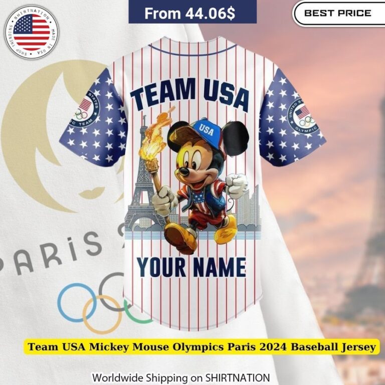 Team USA Mickey Mouse Olympics Paris 2024 Baseball Jersey Unisex Iconic