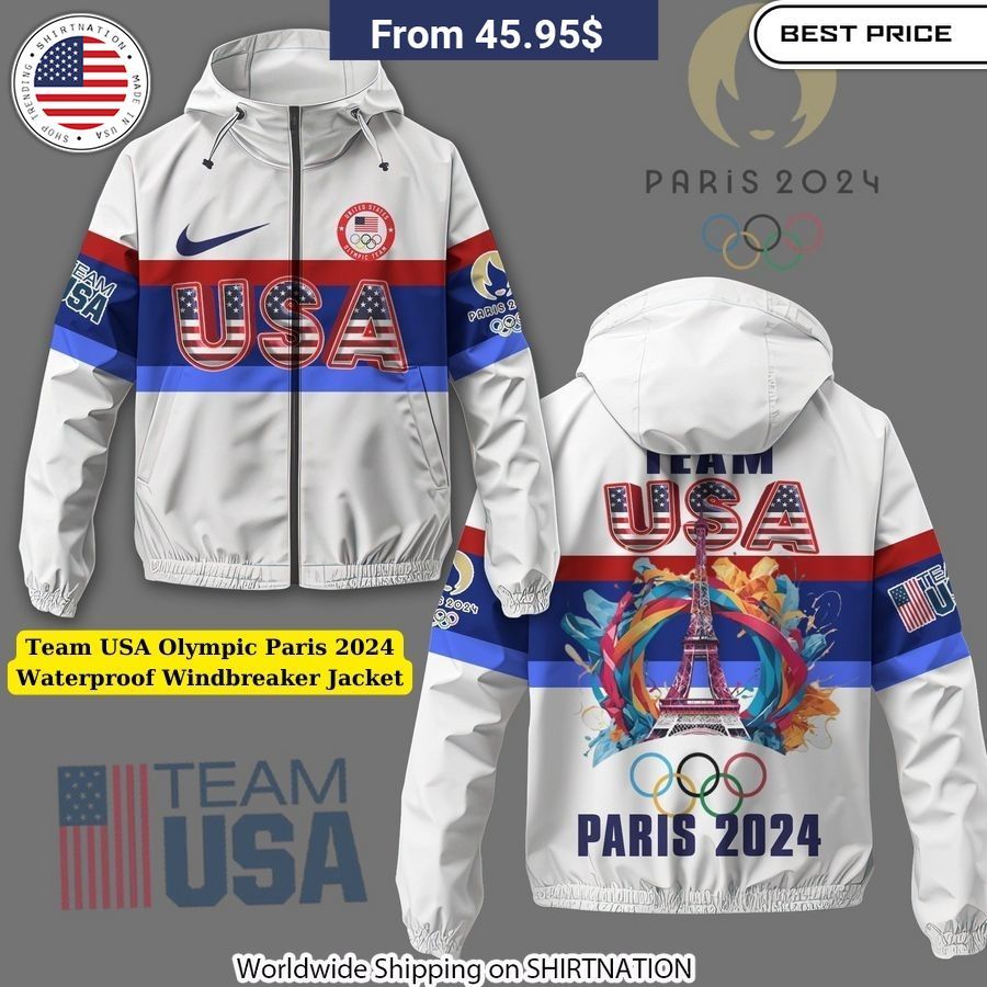 Team USA Olympic Paris 2024 Waterproof Windbreaker Jacket Cool DP