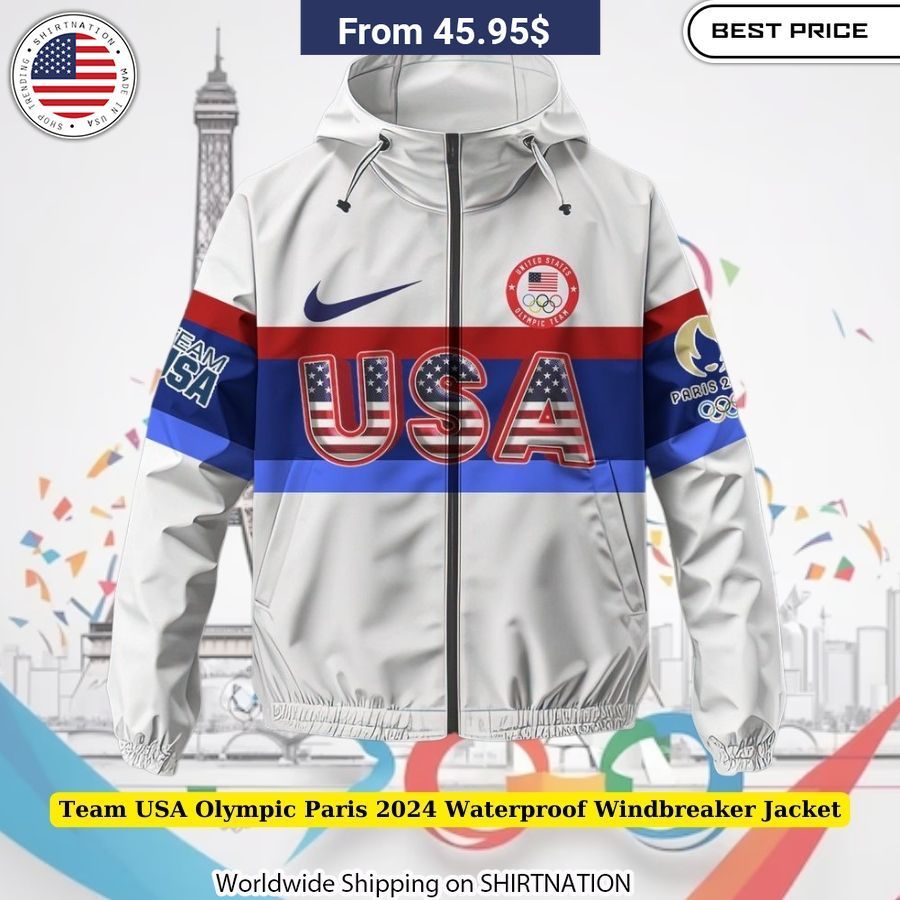 Team USA Olympic Paris 2024 Waterproof Windbreaker Jacket Fan gear