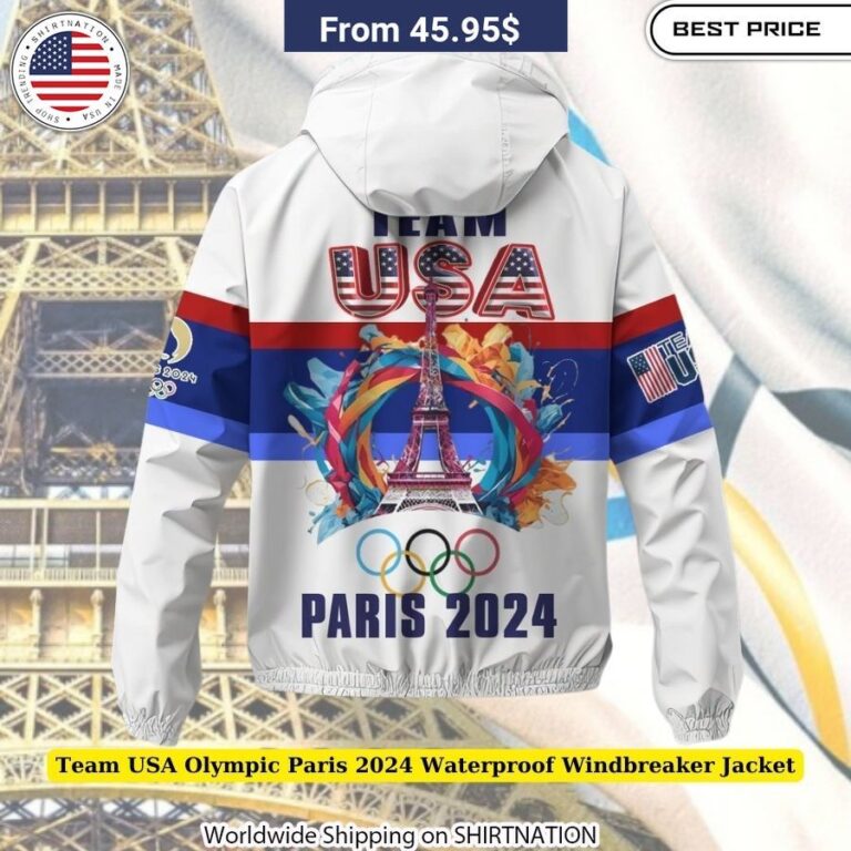 Team USA Olympic Paris 2024 Waterproof Windbreaker Jacket Breathable fabric