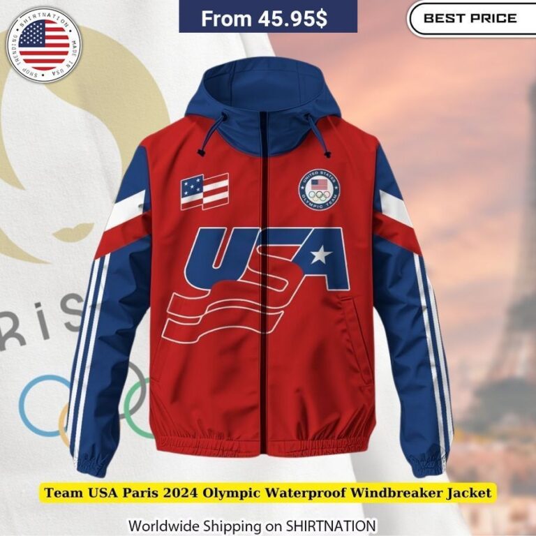 Team USA Paris 2024 Olympic Waterproof Windbreaker Jacket unisex