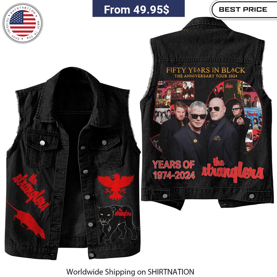 Limited Edition The Stranglers Fifty Years In Black Anniversary Tour 2024 Sleeveless Denim Jacket