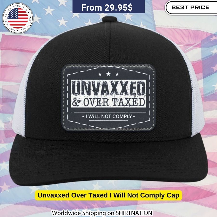 Bold black "I Will Not Comply" baseball cap with defiant white text makes a strong statement against government overreach and excessive taxation.
