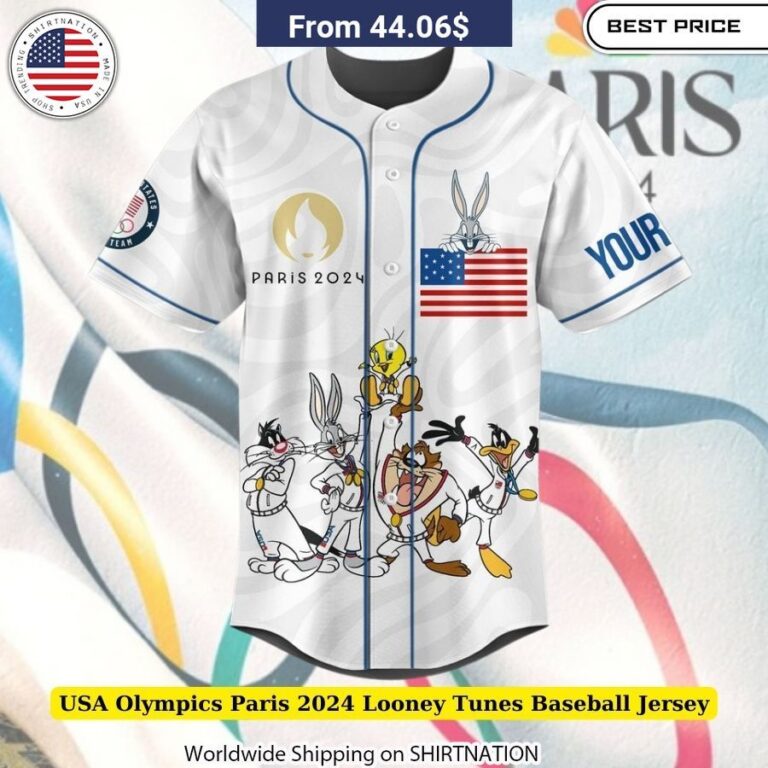 USA Olympics Paris 2024 Looney Tunes Baseball Jersey Casual Wear