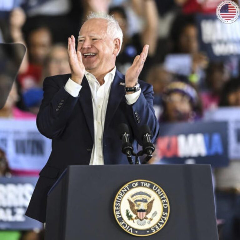 Tim Walz campaigning with Vice President Kamala Harris, addressing his military service