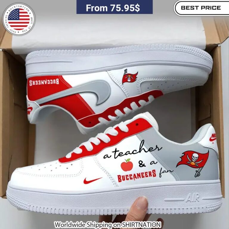 A Teacher And A Tampa Bay Buccaneers Fan Nike Air Force 1 sneakers for teachers