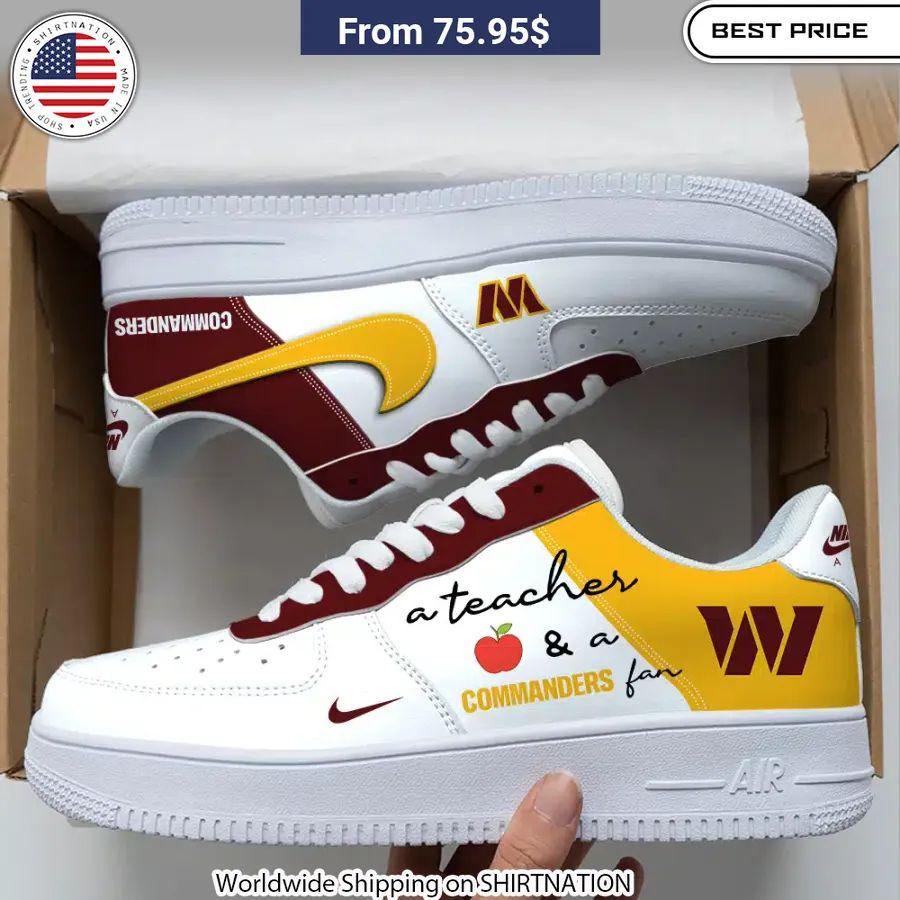 A Teacher And A Washington Commanders Fan Nike Air Force 1 Classroom-appropriate team sneakers