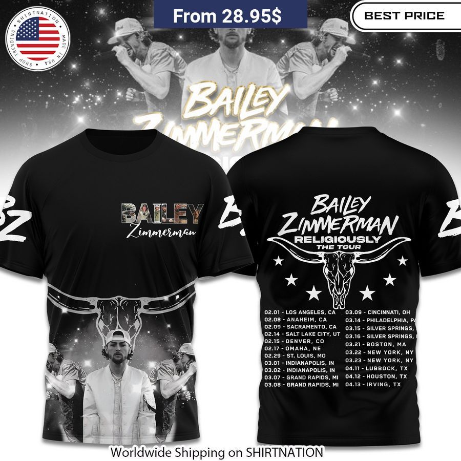 Bailey Zimmerman Religiously The Tour Shirt, Hoodie for music lover