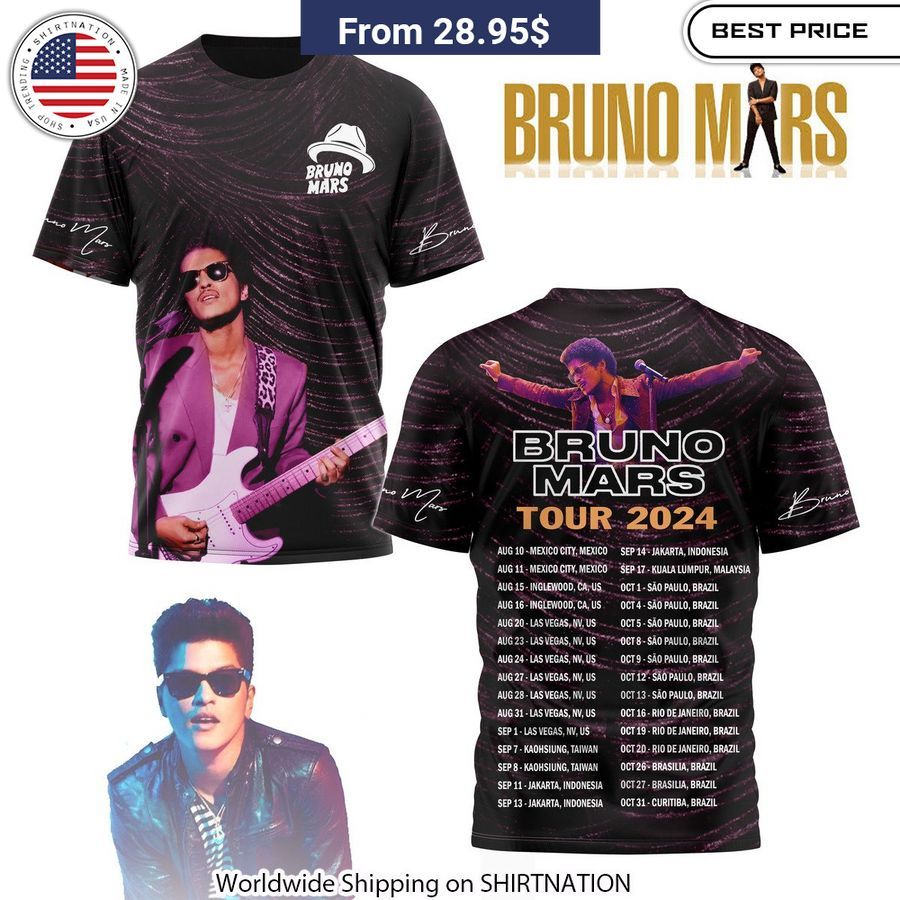 Bruno Mars Tour 2024 T-Shirt stylish music apparel