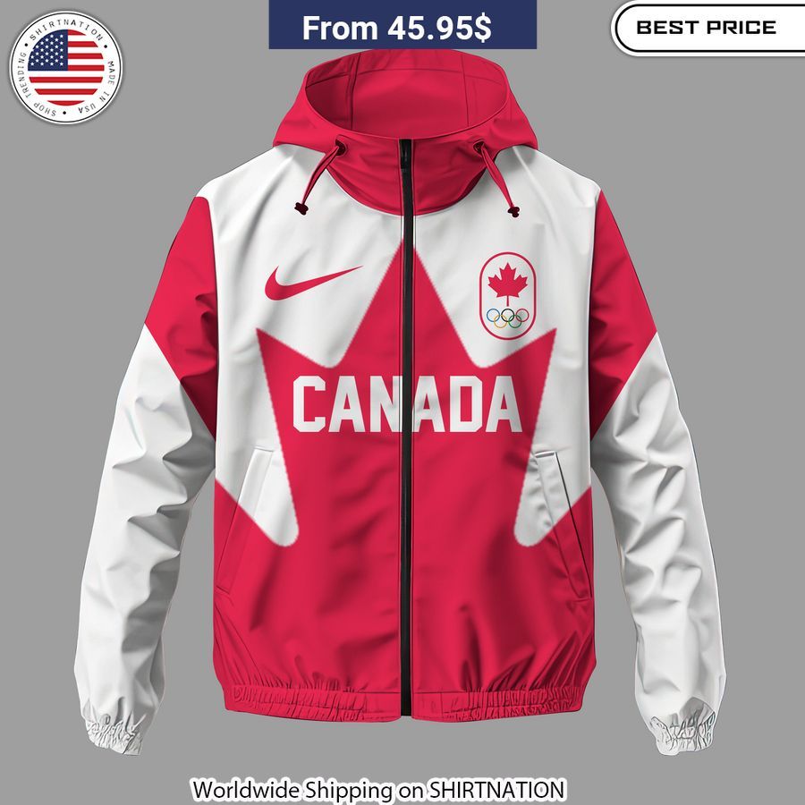 Canada Olympics Paris 2024 Waterproof Windbreaker Jacket for Canadian fans