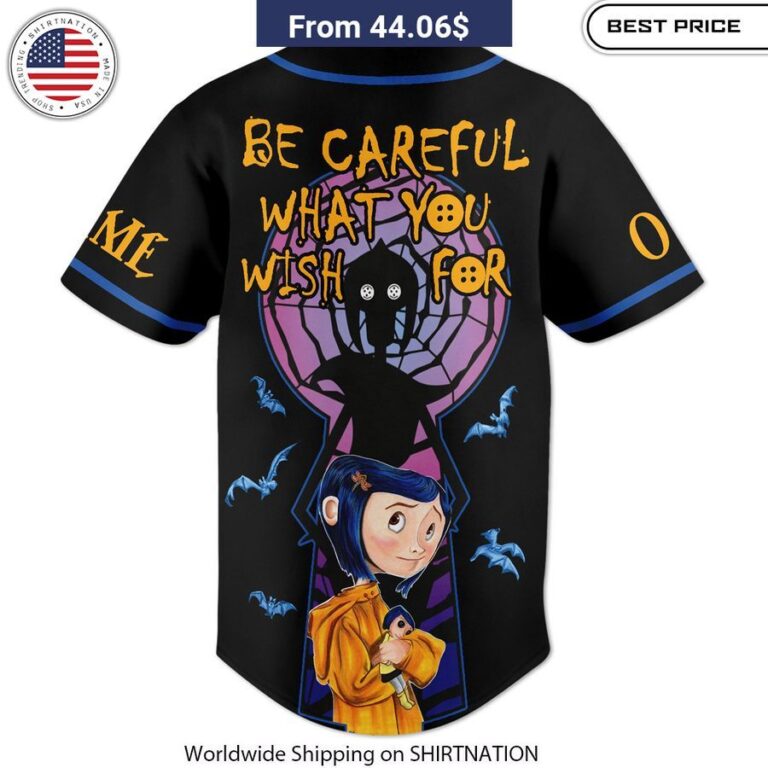 Coraline Be Careful What You Wish For CUSTOM Baseball Jersey fantasy fan gear