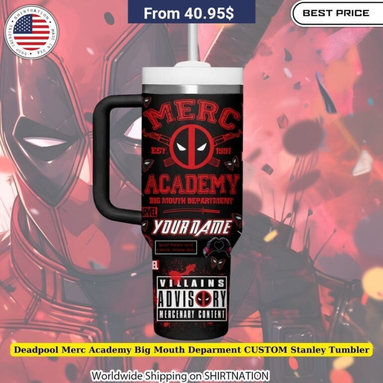 Deadpool Merc Academy Big Mouth Deparment CUSTOM Stanley Tumbler Merc with a Mouth themed drinkware