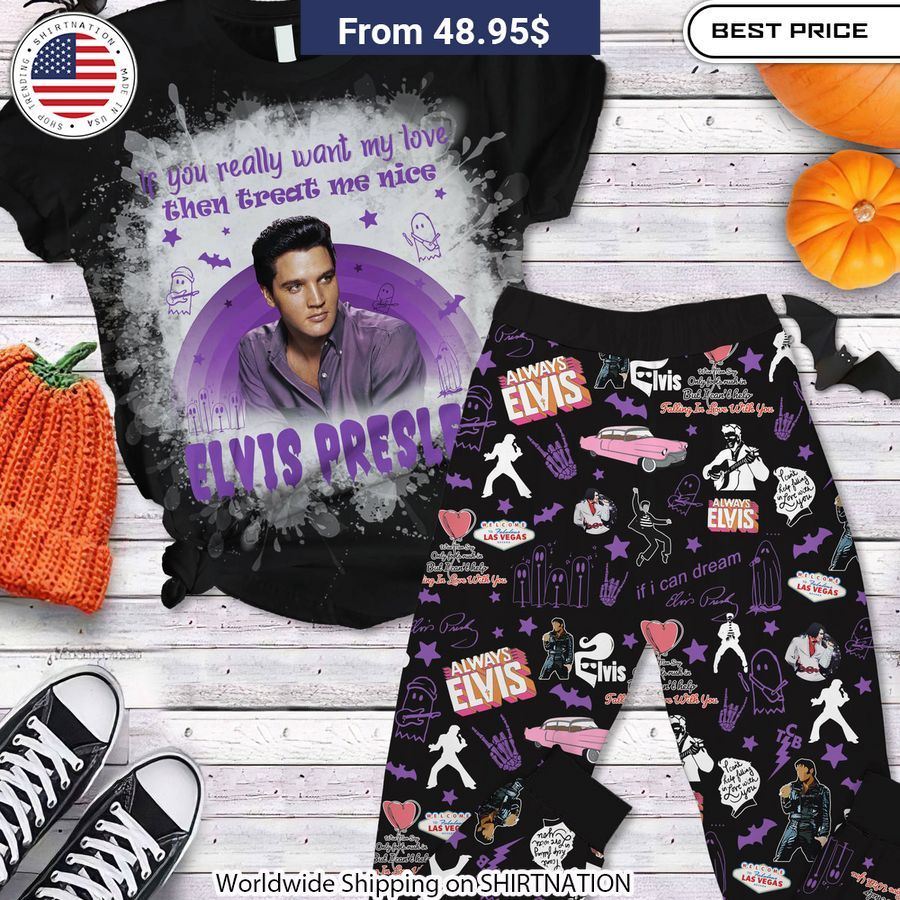 Elvis Presley Always Elvis Halloween Pajamas Set Iconic Elvis silhouette pajamas