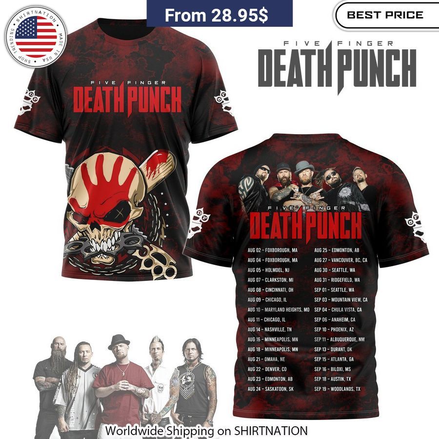 Five Finger Death Punch Tour T-Shirt rock band tee