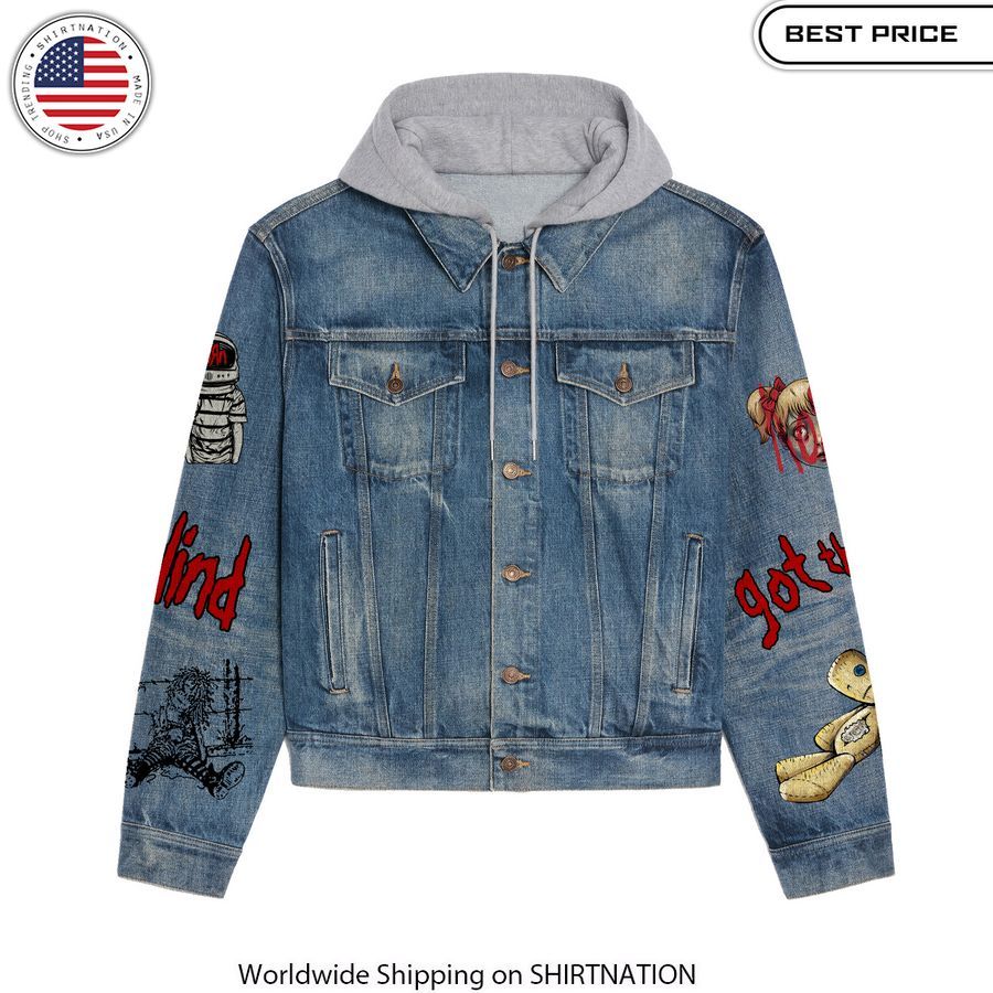 Freak On A Leash Korn Band Hooded Denim Jacket Fan merchandise