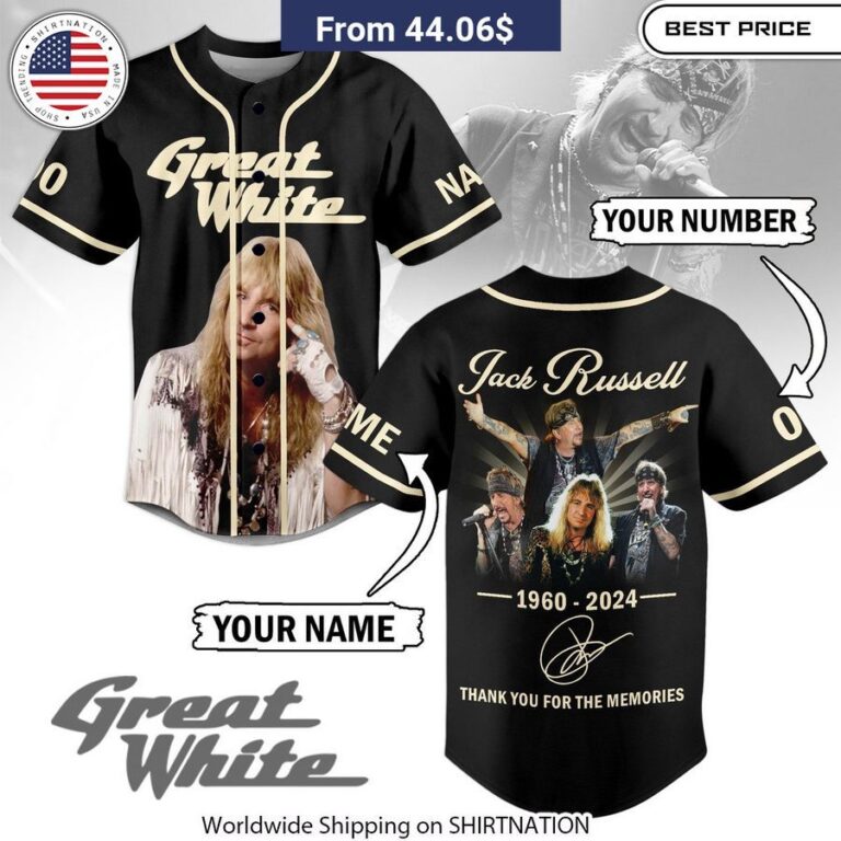 Great White Jack Russell CUSTOM Baseball Jersey breathable sports jersey