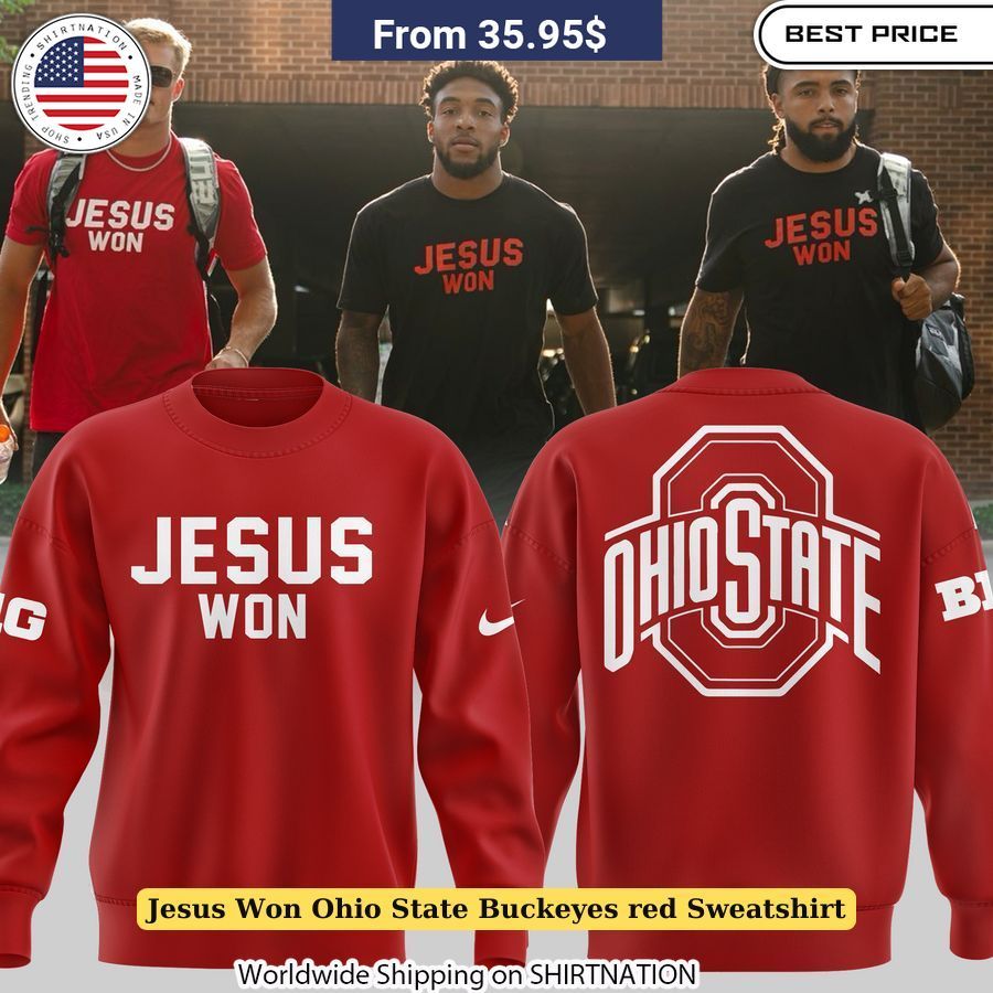 Jesus Won Ohio State Buckeyes Red Sweatshirt Unique gift for Buckeyes supporters