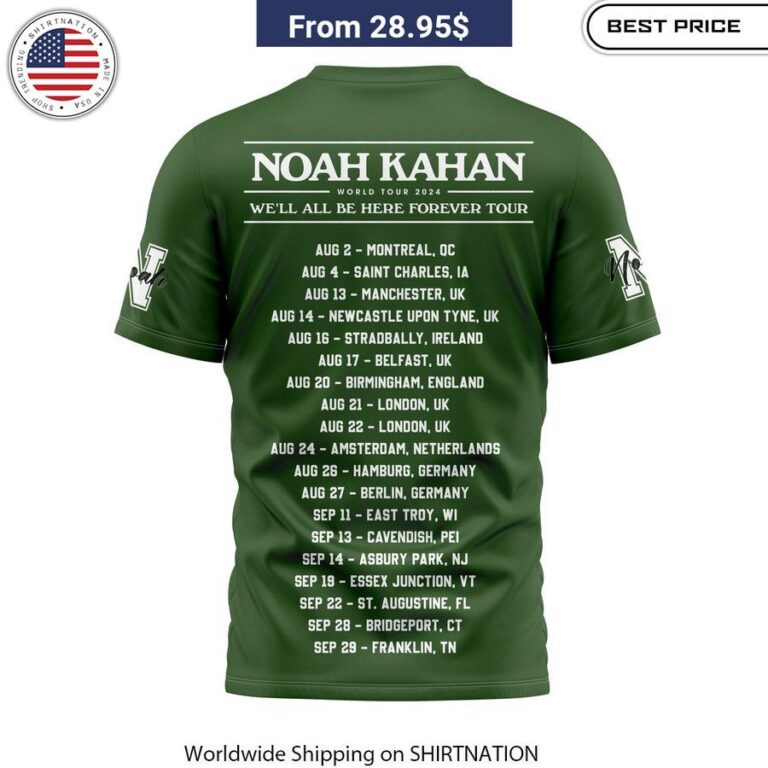 Noah Kahan World Tour 2024 T-Shirt concert tee