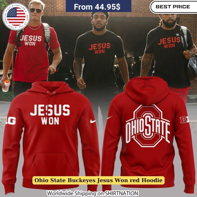 Ohio State Buckeyes Jesus Won Red Hoodie Spiritual victory sportswear