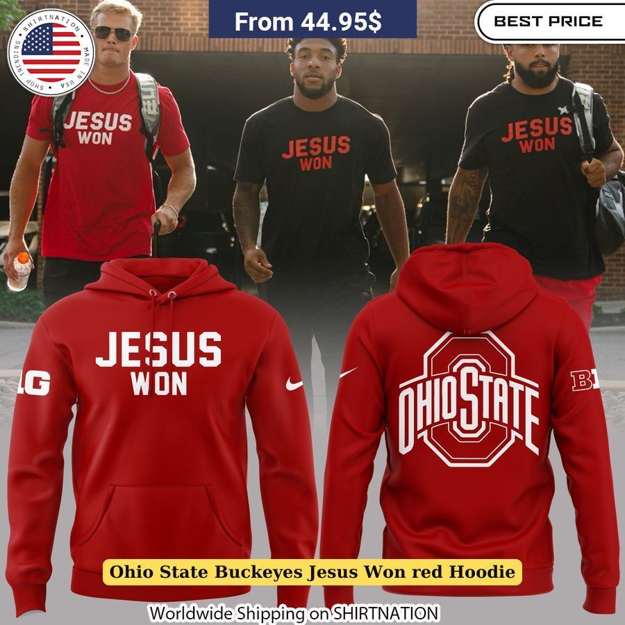 Ohio State Buckeyes Jesus Won Red Hoodie Spiritual victory sportswear