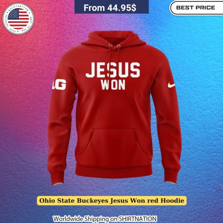 Ohio State Buckeyes Jesus Won Red Hoodie Jesus-centered OSU gear