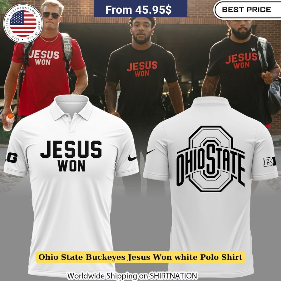 Ohio State Buckeyes Jesus Won White Polo Shirt Elegant fan gear