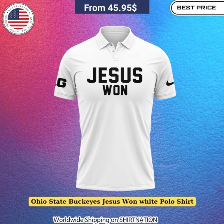 Ohio State Buckeyes Jesus Won White Polo Shirt Comfortable casual wear