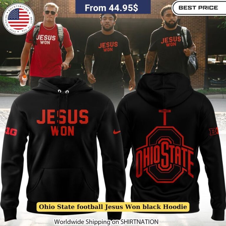 Ohio State Football Jesus Won Black Hoodie Buckeye black out gear