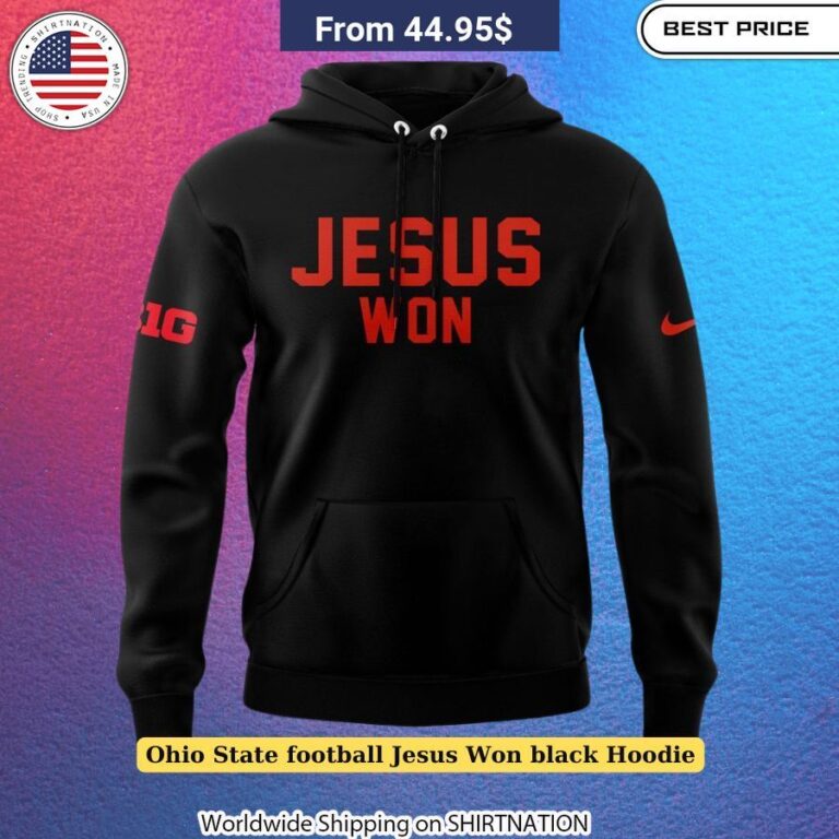 Ohio State Football Jesus Won Black Hoodie Jesus-inspired team gear