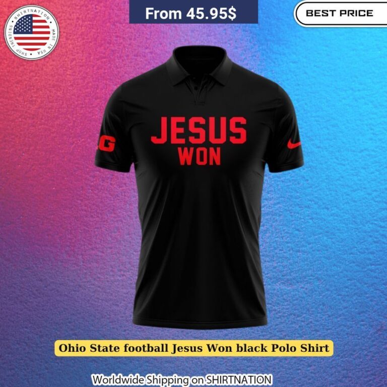 Ohio State Football Jesus Won Black Polo Shirt Comfortable fan wear