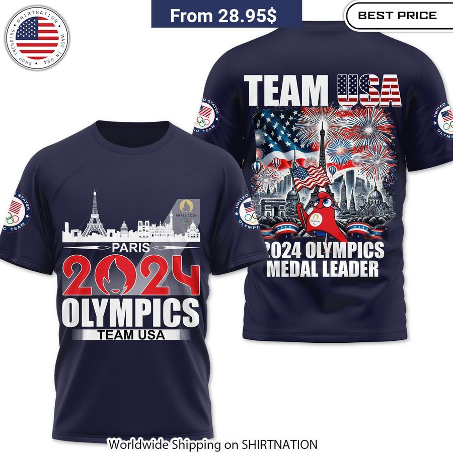 Paris 2024 Olympics Medal Leader Team USA Shirt, Hoodie Team USA Merchandise