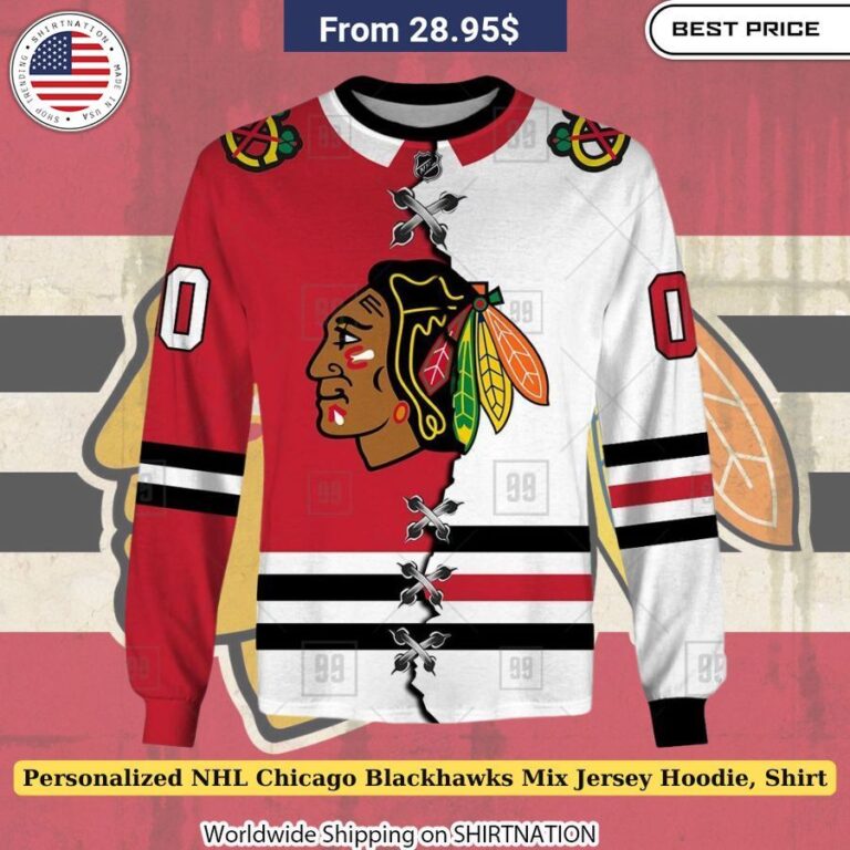 Personalized NHL Chicago Blackhawks Mix Jersey Hoodie, Shirt NHL team spirit wear