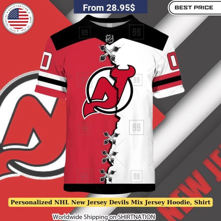 Personalized NHL New Jersey Devils Mix Jersey Hoodie, Shirt Devil tail logo