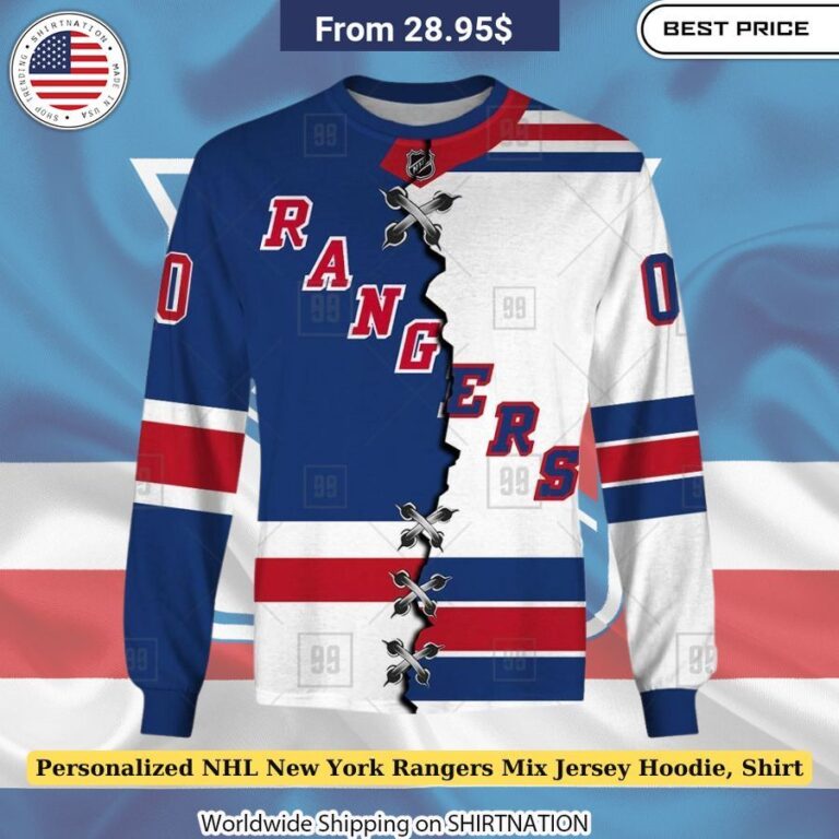 Personalized NHL New York Rangers Mix Jersey Hoodie, Shirt Customizable NHL team clothing