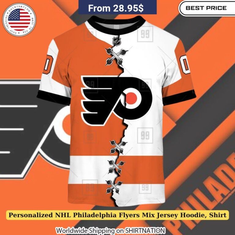 Personalized NHL Philadelphia Flyers Mix Jersey Hoodie, Shirt Customizable Philadelphia hockey team clothing