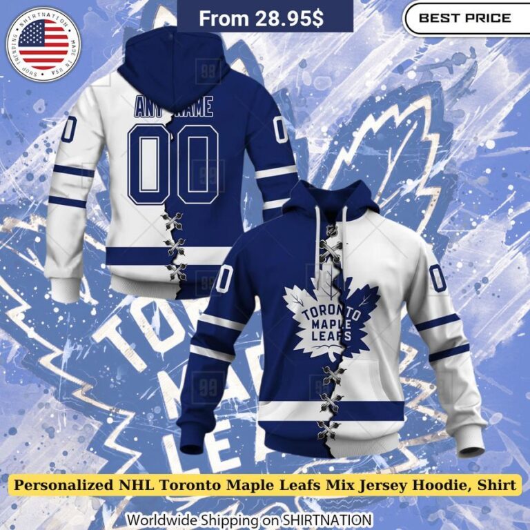 Personalized NHL Toronto Maple Leafs Mix Jersey Hoodie, Shirt Blue and white colors