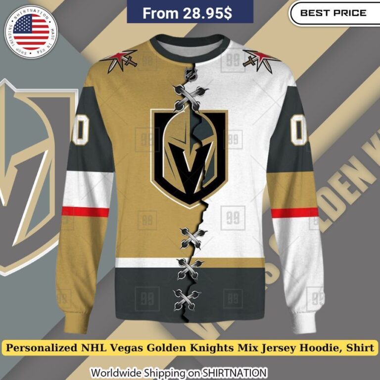 Personalized NHL Vegas Golden Knights Mix Jersey Hoodie, Shirt Soft hockey jersey fabric