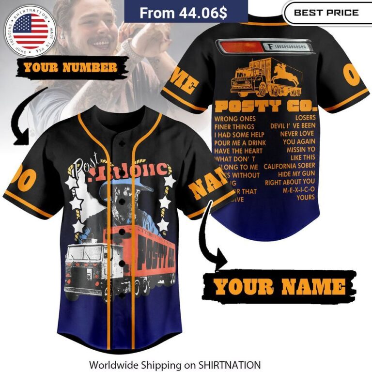 Post Malone Posty Co CUSTOM Baseball Jersey trendy clothing