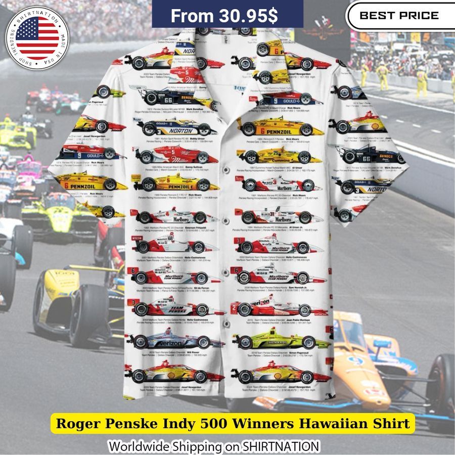 Roger Penske Indy 500 Winners Hawaiian Shirt Motorsports fashion