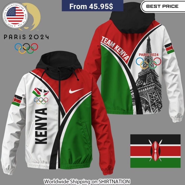 Team Kenya Olympic Paris 2024 Waterproof Windbreaker Jacket Olympic souvenirs