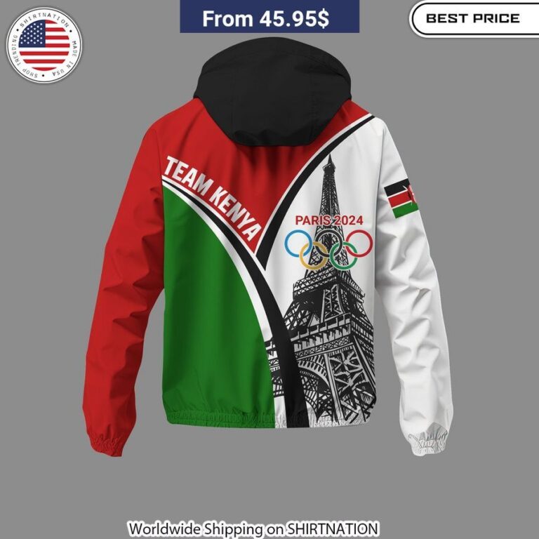 Team Kenya Olympic Paris 2024 Waterproof Windbreaker Jacket athletic outerwear