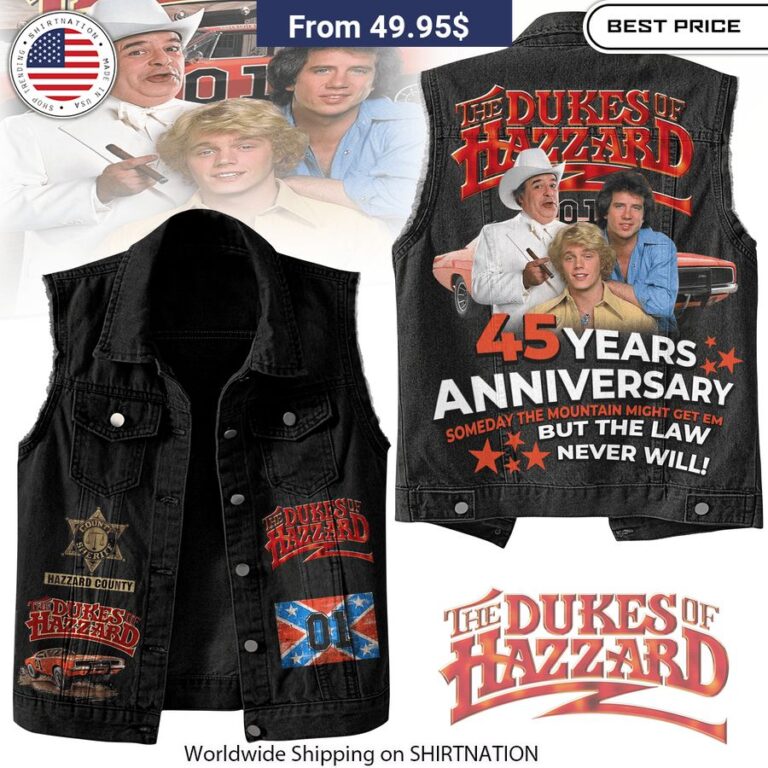 The Dukes of Hazzard 45 Years Anniversary Vest Denim Jacket vintage-inspired