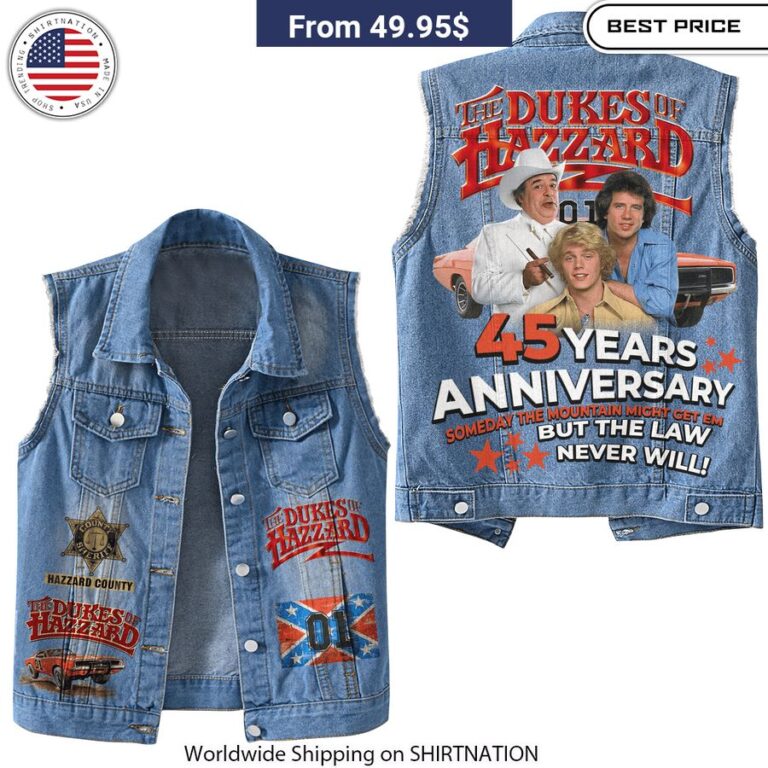 The Dukes of Hazzard 45 Years Anniversary Vest Denim Jacket iconic TV series