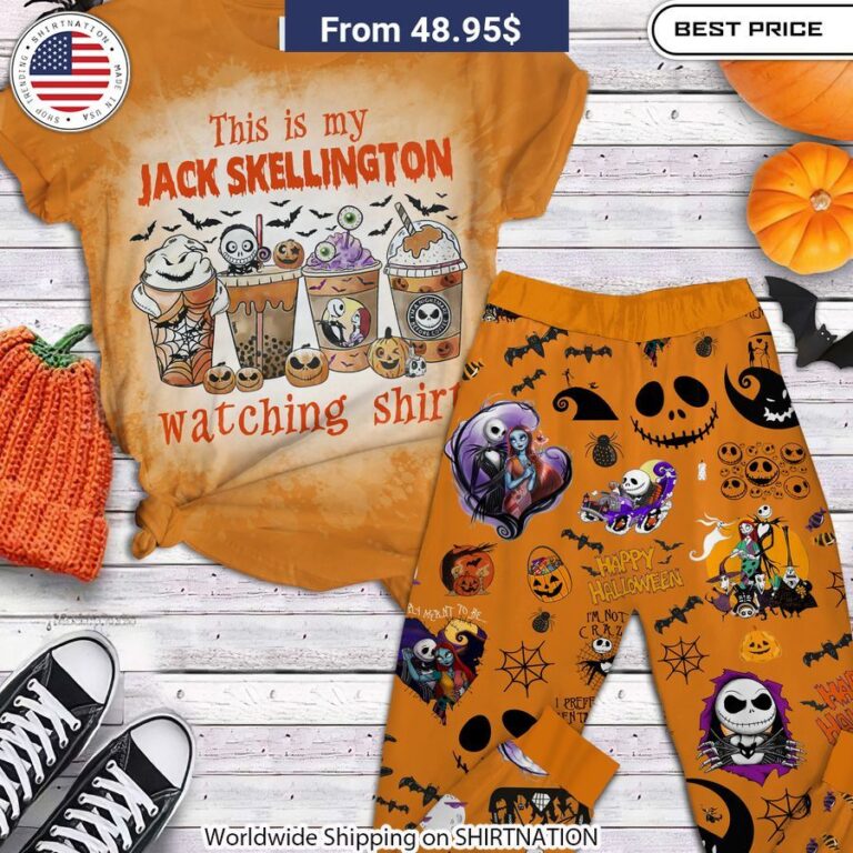 This Is My Jack Skellington Watching Shirt Halloween Pajamas Set Tim Burton-inspired sleepwear