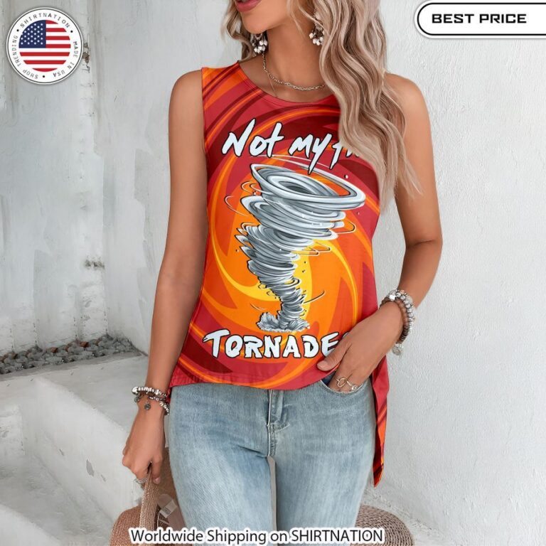 Twisters Not My First Tornadeo Cut Out Wrap Back Tank Top Wrap Back Top