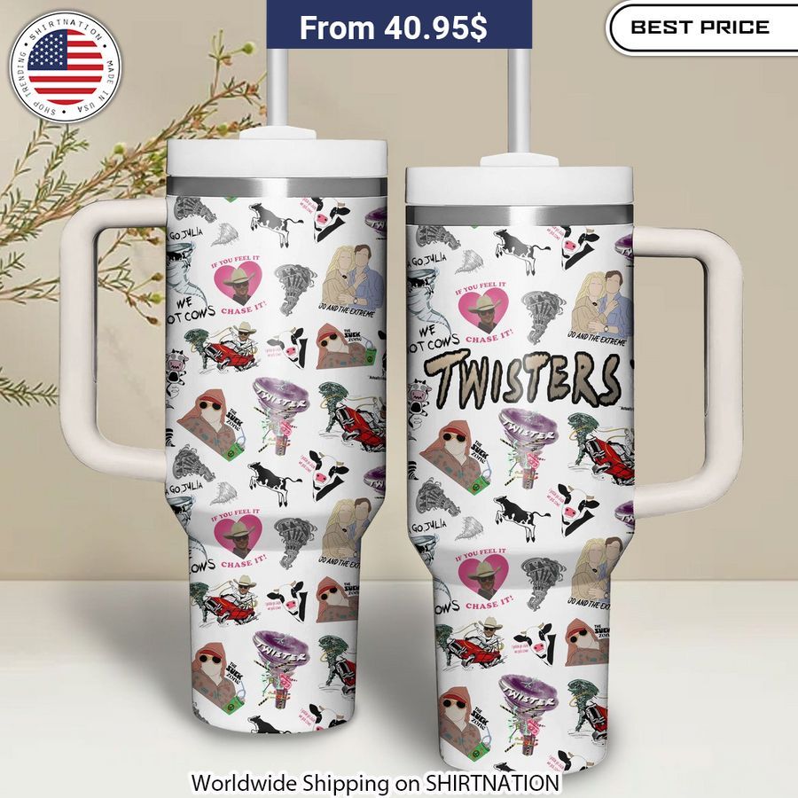 Twisters Stanley Tumbler With Straw Tornado design