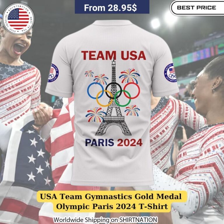 USA Team Gymnastics Gold Medal Olympic Paris 2024 T-Shirt USA Gold Medal Celebration Tee