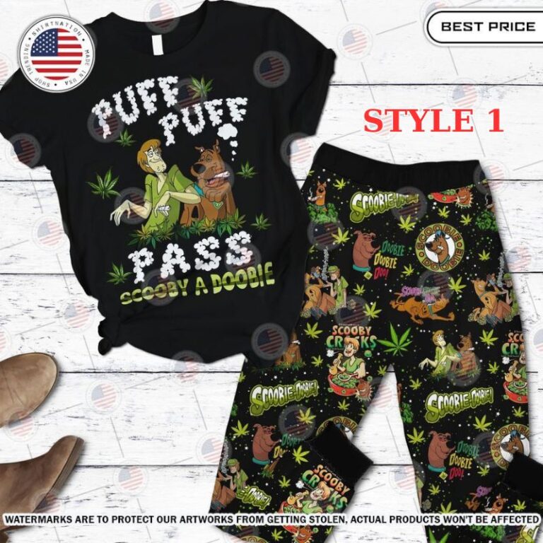 Puff Puff Pass Scooby a Doobie Weed Pajamas Set