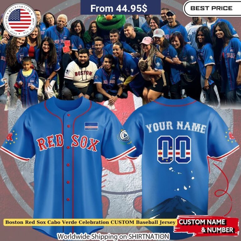 Boston Red Sox Cabo Verde Celebration CUSTOM Baseball Jersey Bright color scheme